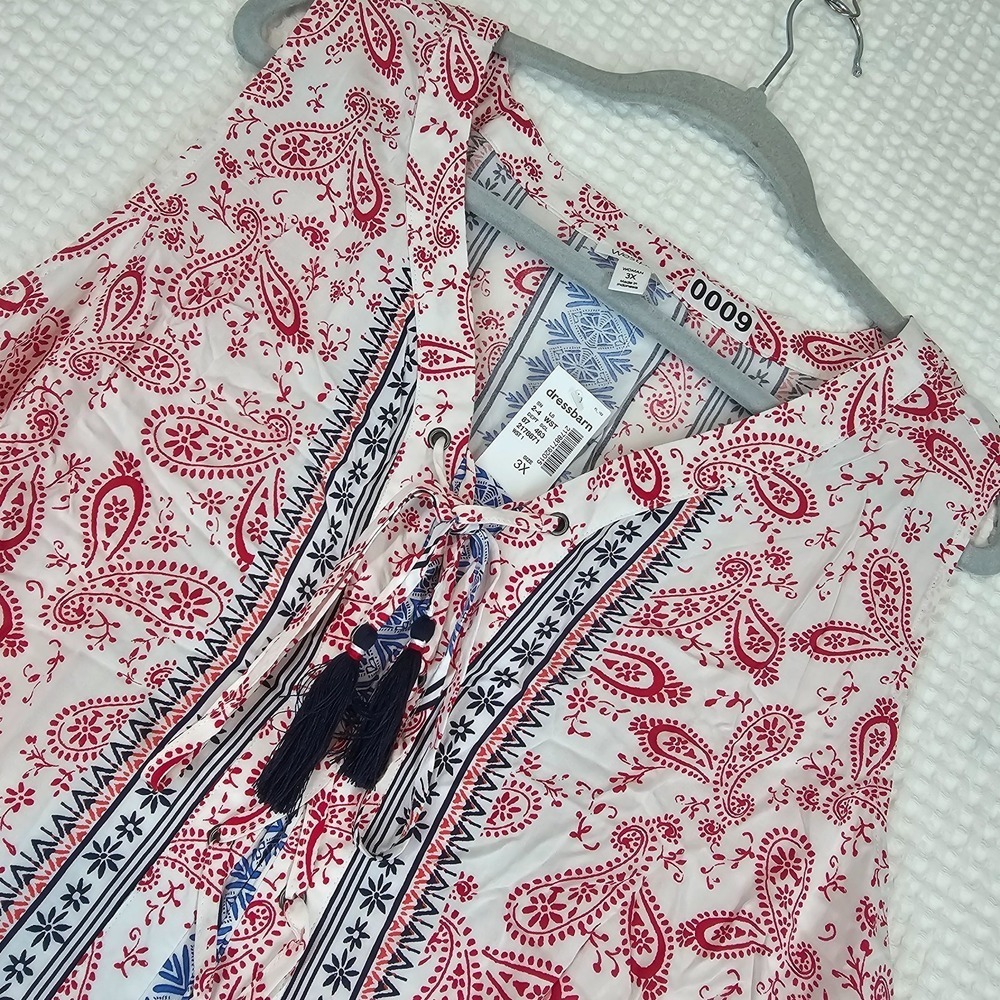 Women's Tunic Sleeveless Blouse Patriotic 3X Red White Blue NWT - Picture 3 of 16